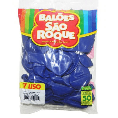 Pacote com 50 Unidades Balão 7 Liso Azul Cobalto, SÃO ROQUE