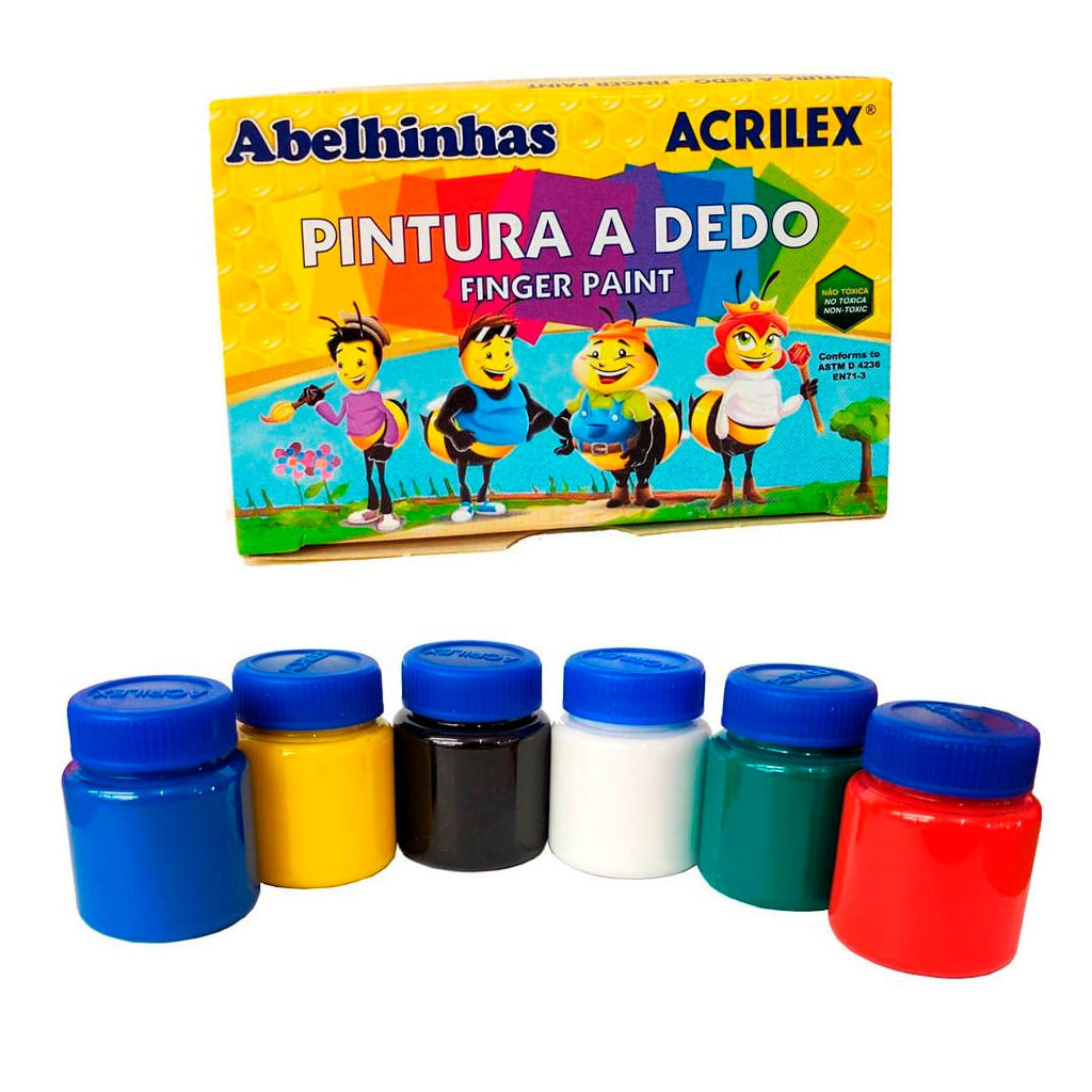 Tinta Guache Acrilex  Lister - Tinta Guache - 6 Cores - Pintura a Dedo -  30 ml - Acrilex - Acrilex